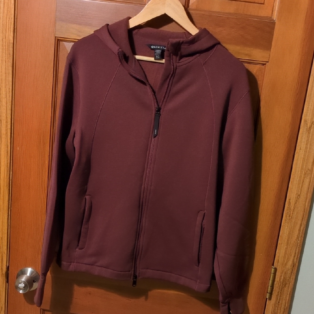 Athleta Fleece-Lined Maroon Full-Zip - Small Tall
